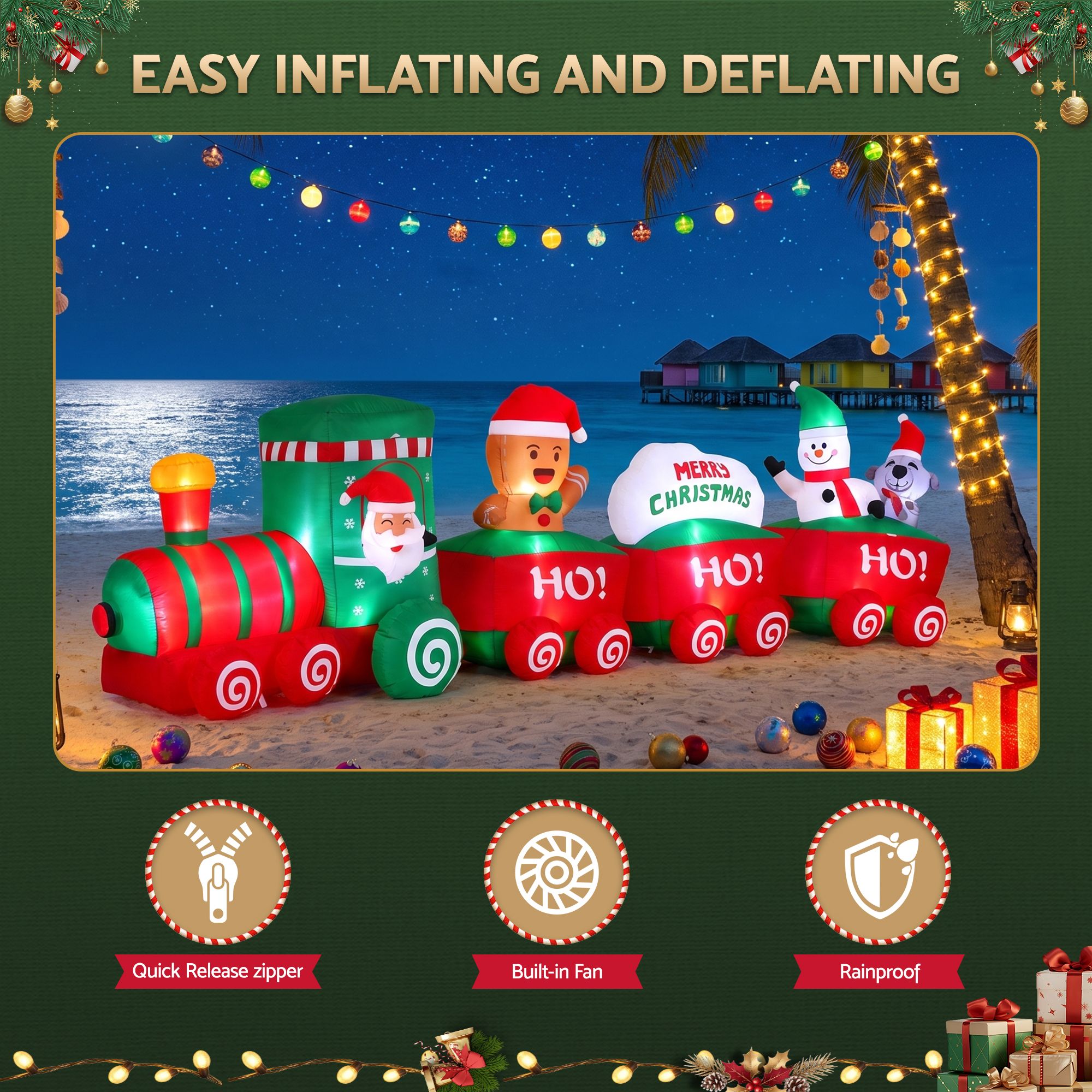 3.6m Santa Train LED Christmas Inflatable