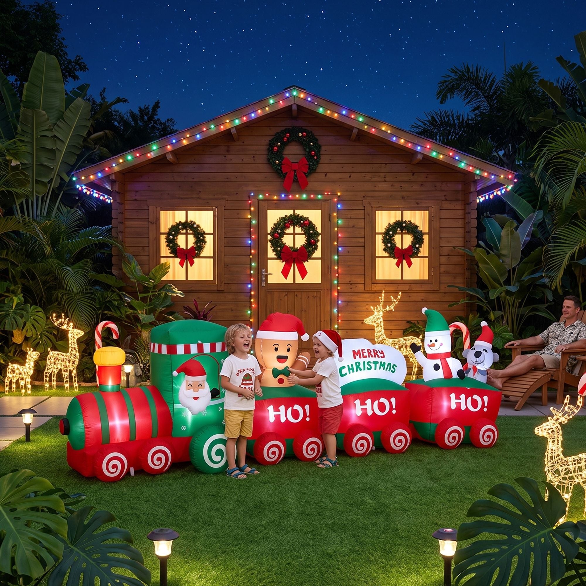 3.6m Santa Train LED Christmas Inflatable