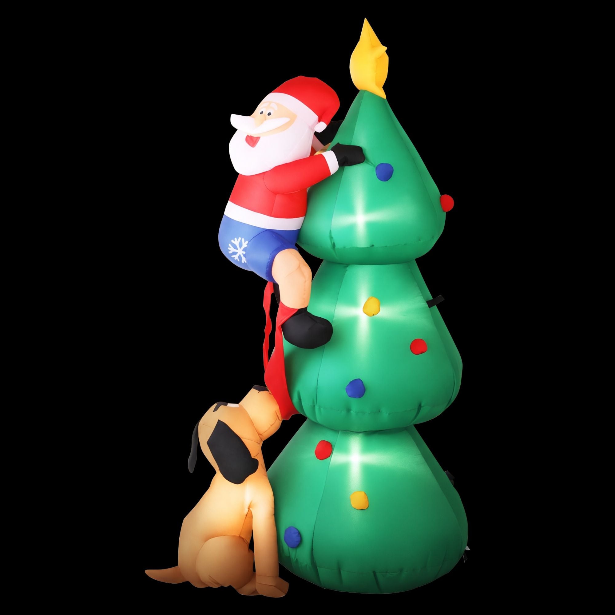 1.8m Dog Chasing Santa LED Christmas Inflatable