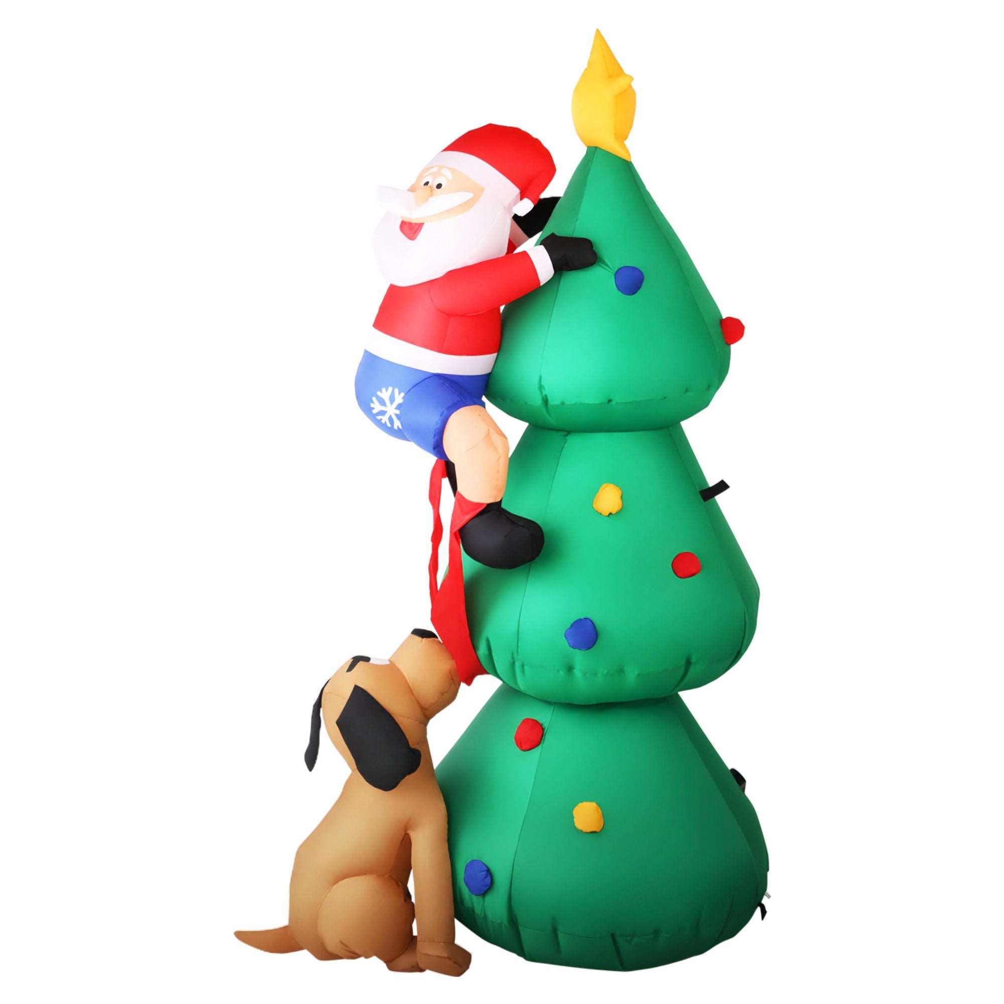 1.8m Dog Chasing Santa LED Christmas Inflatable