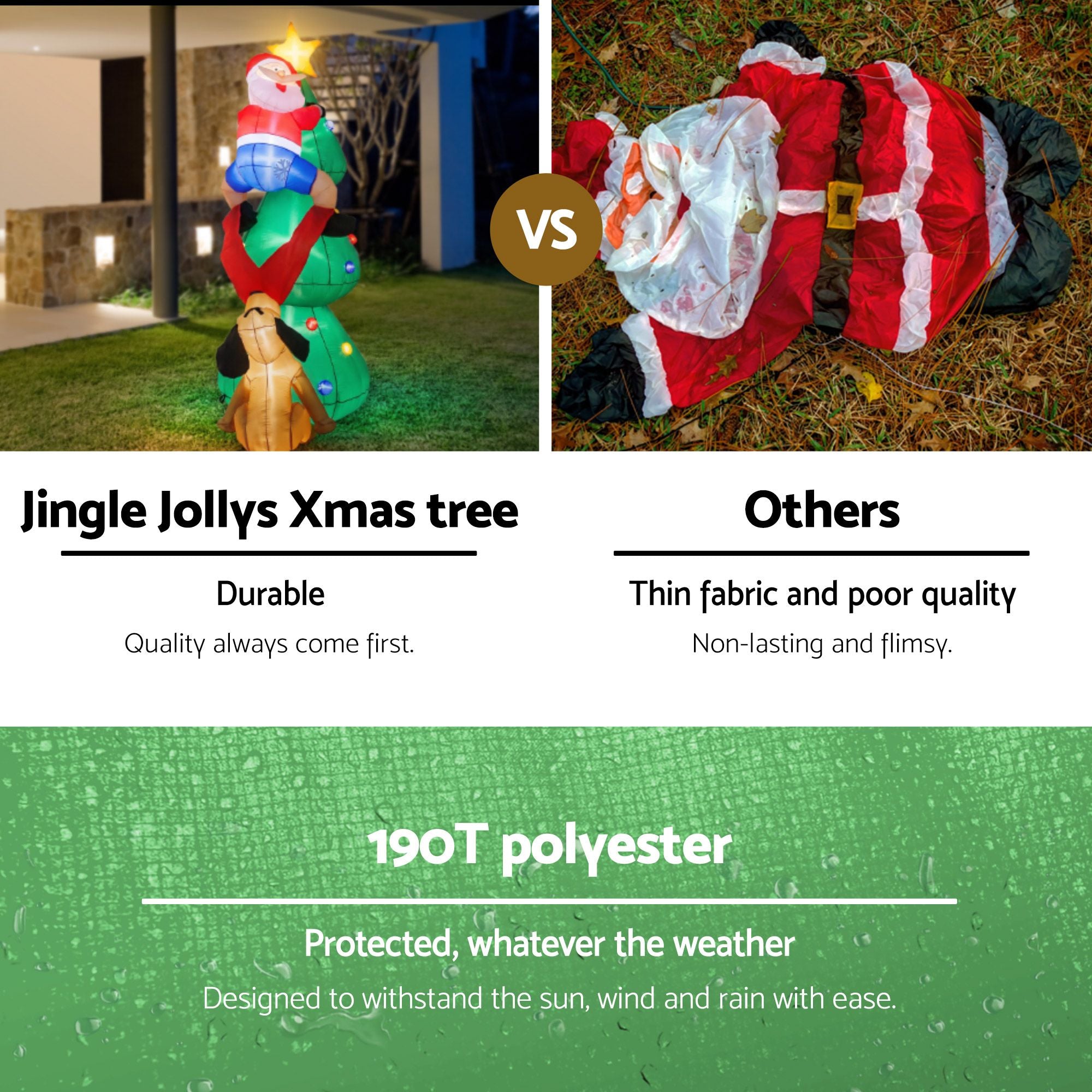 1.8m Dog Chasing Santa LED Christmas Inflatable