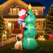 1.8m Dog Chasing Santa LED Christmas Inflatable