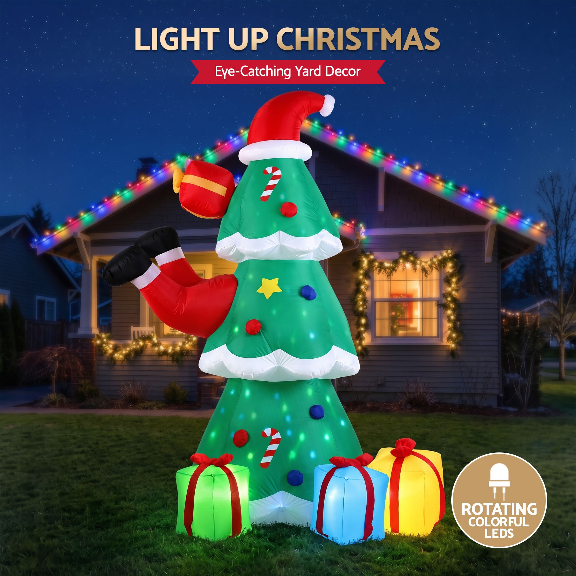 2.5m Santa in a Christmas Tree LED Christmas Inflatable