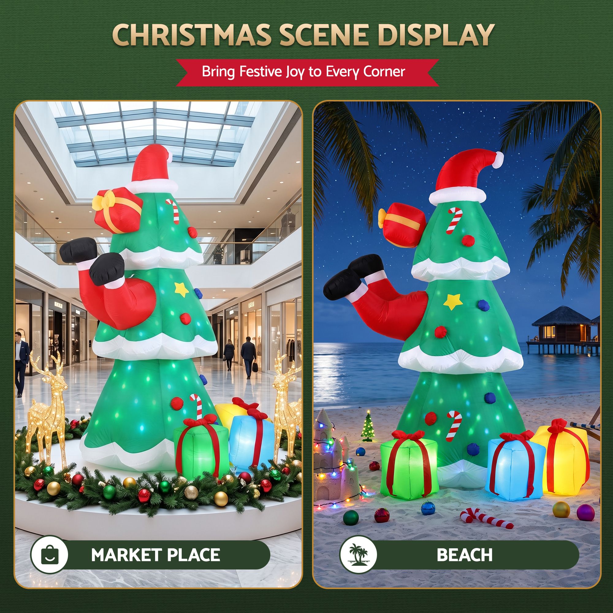2.5m Santa in a Christmas Tree LED Christmas Inflatable