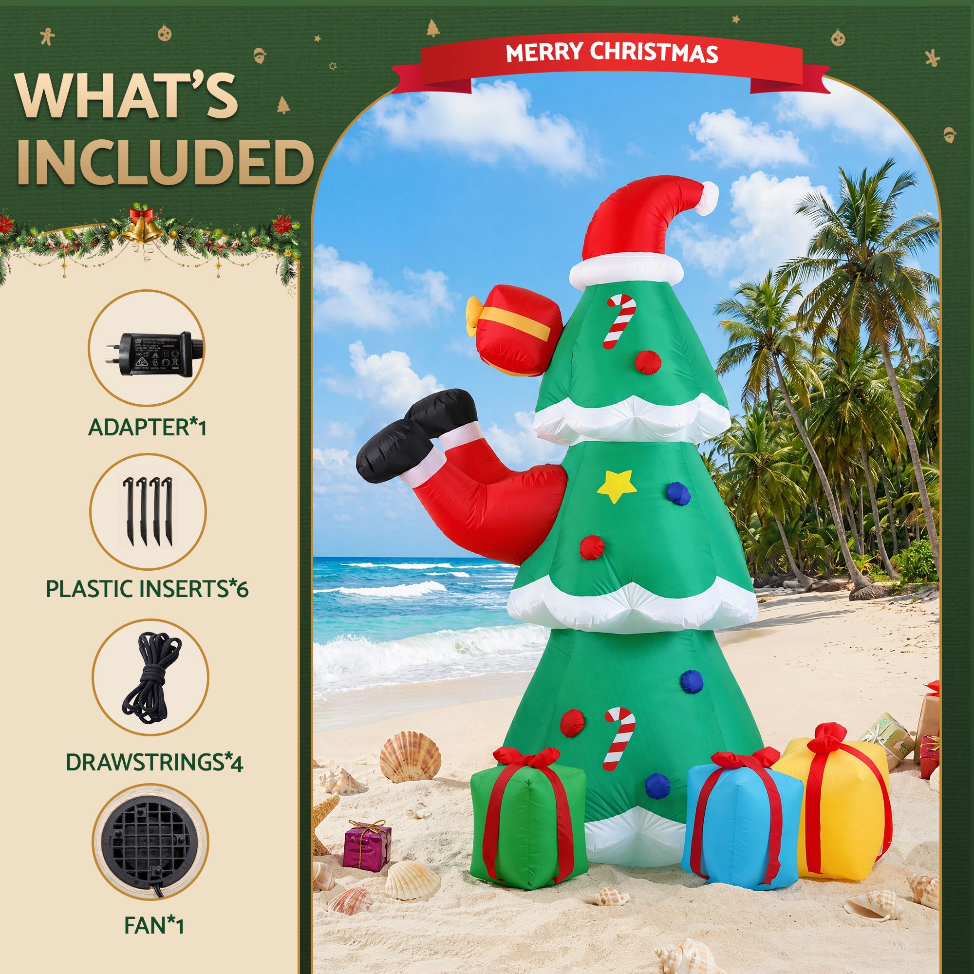 2.5m Santa in a Christmas Tree LED Christmas Inflatable