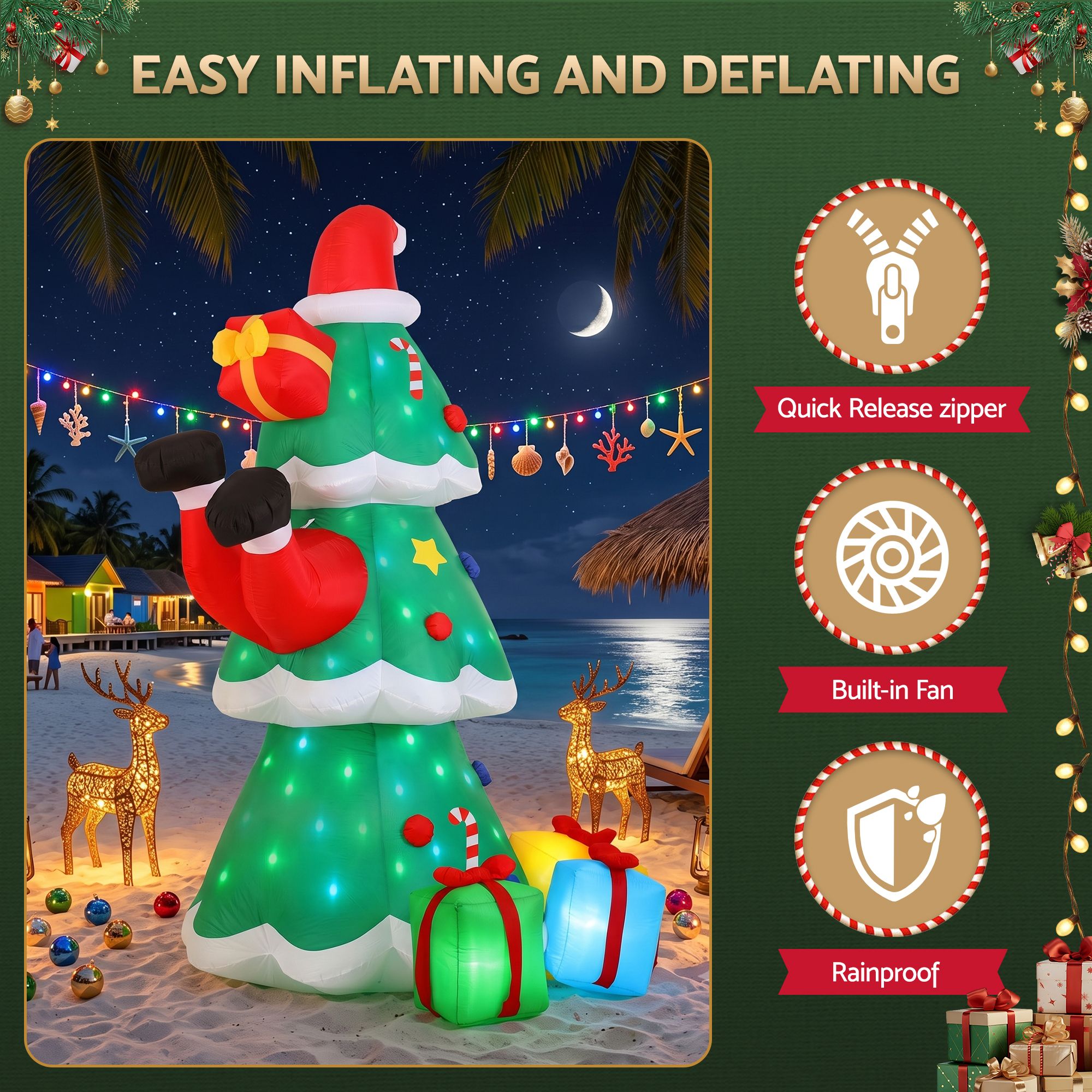 2.5m Santa in a Christmas Tree LED Christmas Inflatable