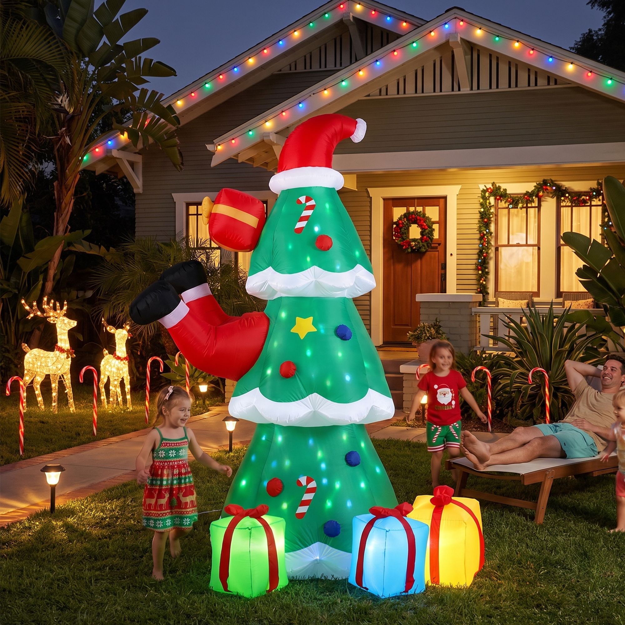 2.5m Santa in a Christmas Tree LED Christmas Inflatable