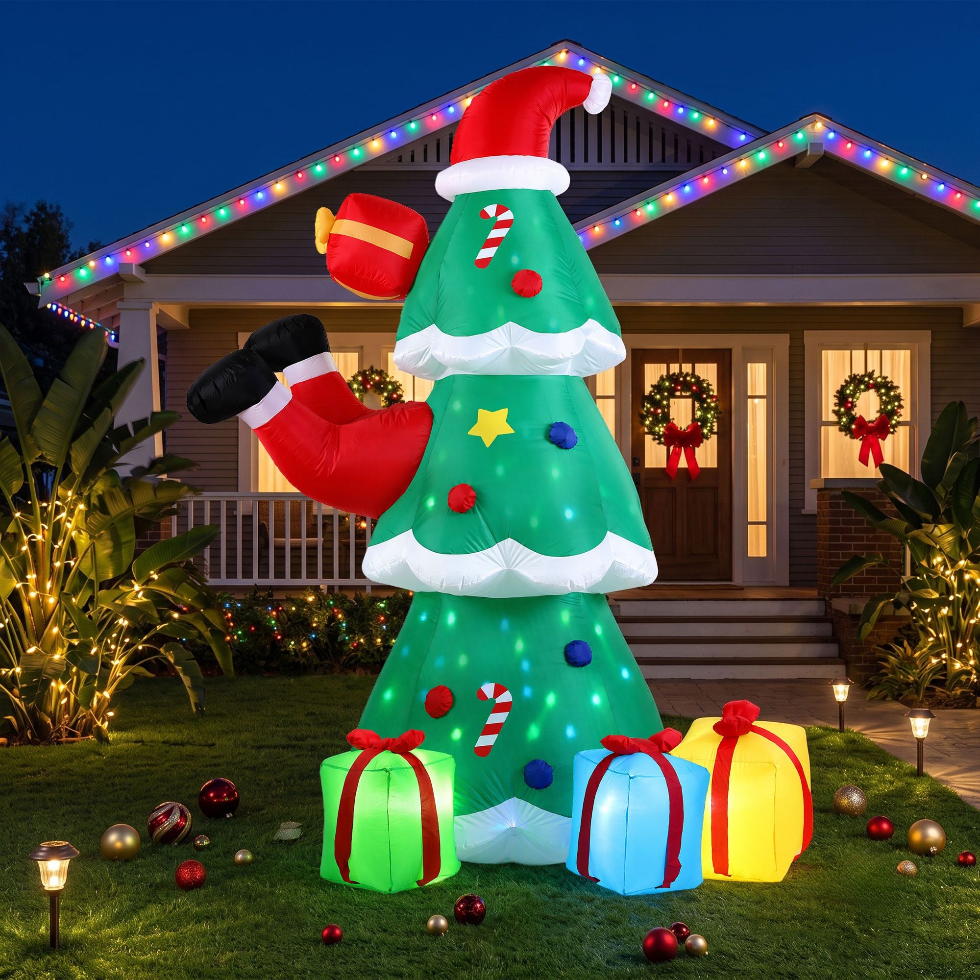 2.5m Santa in a Christmas Tree LED Christmas Inflatable