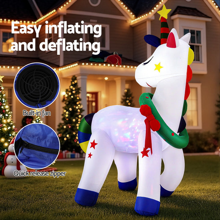 1.8m Unicorn LED Christmas Inflatable - Homecoze