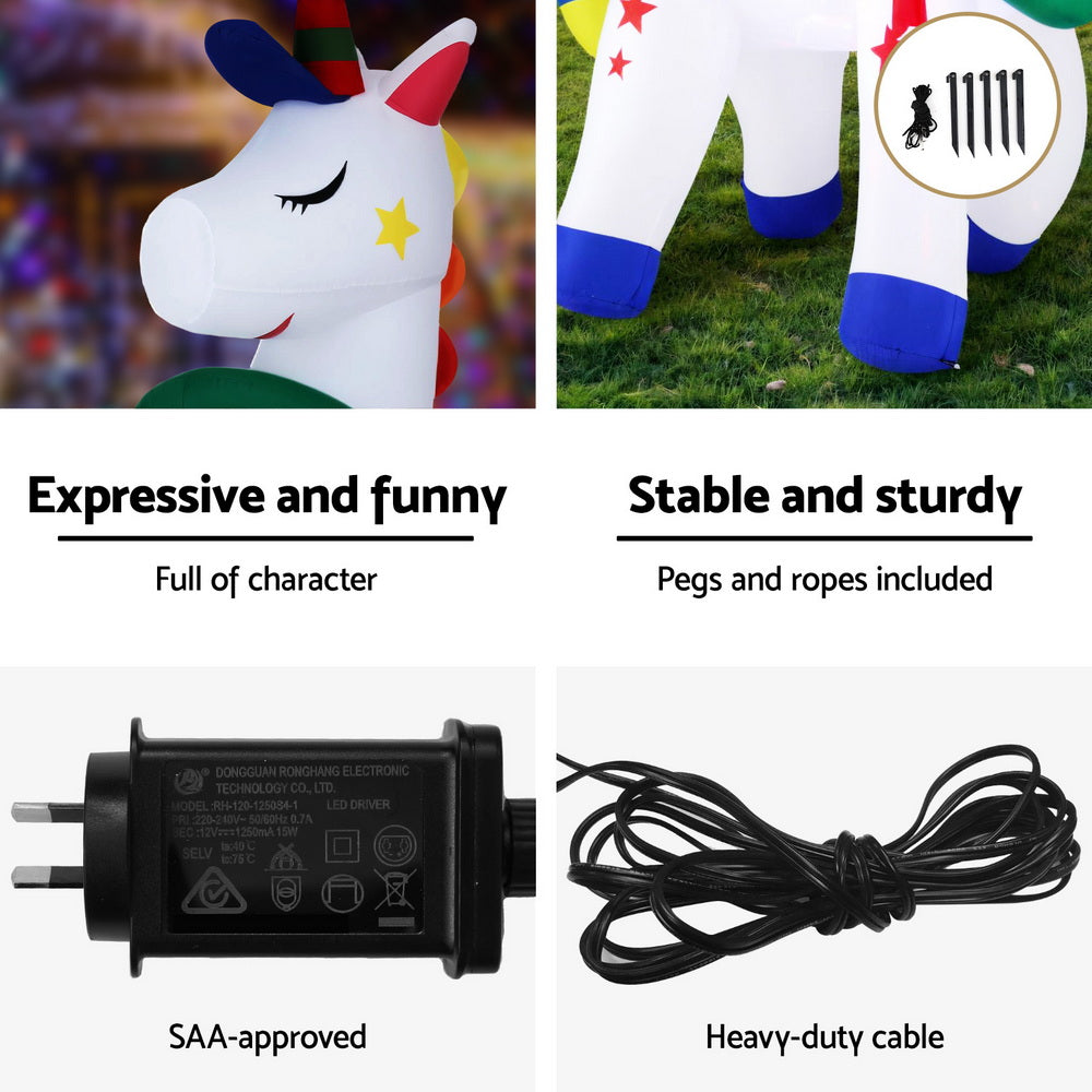 1.8m Unicorn LED Christmas Inflatable - Homecoze