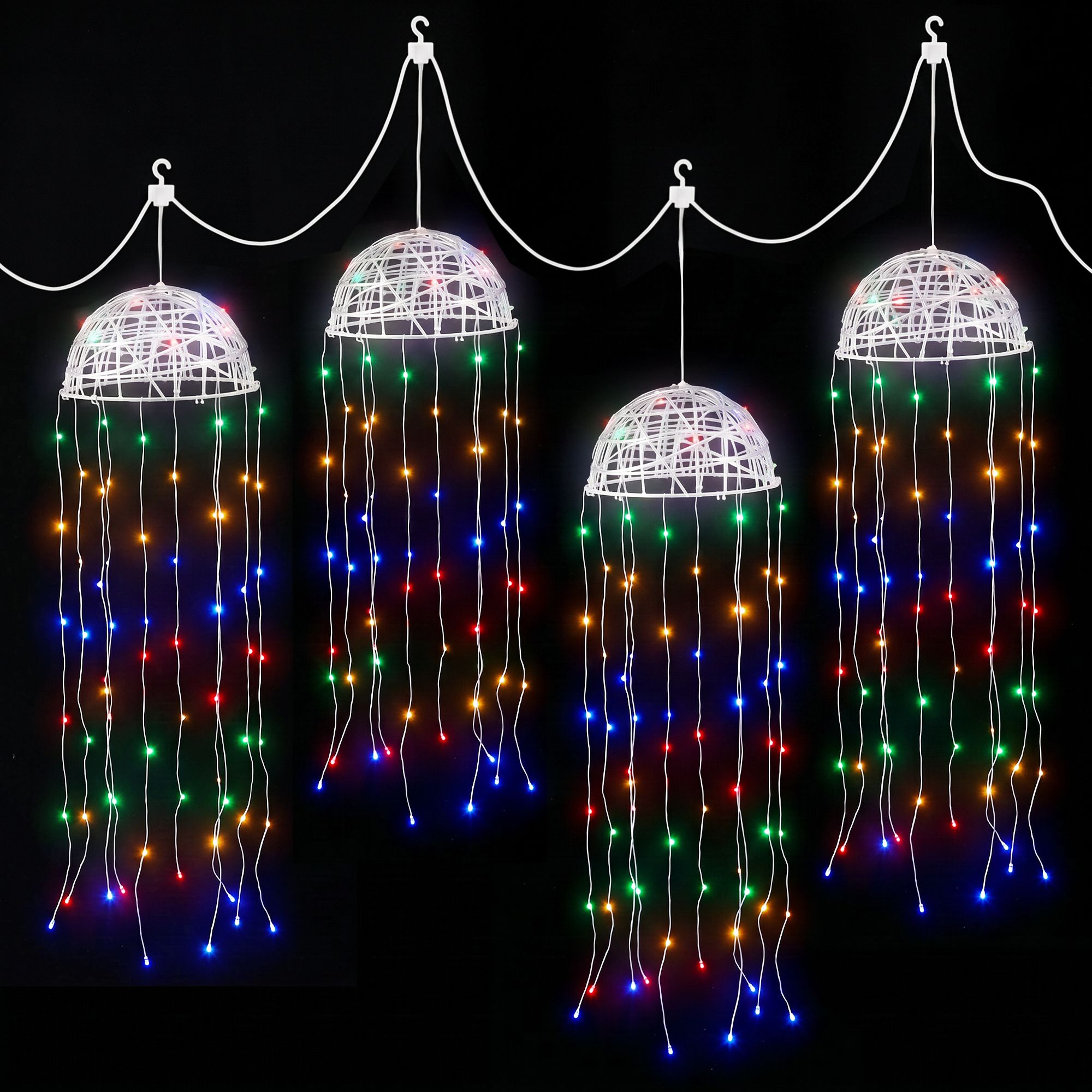 4PC Solar Jellyfish Christmas Lights 224 LED - Multicolour