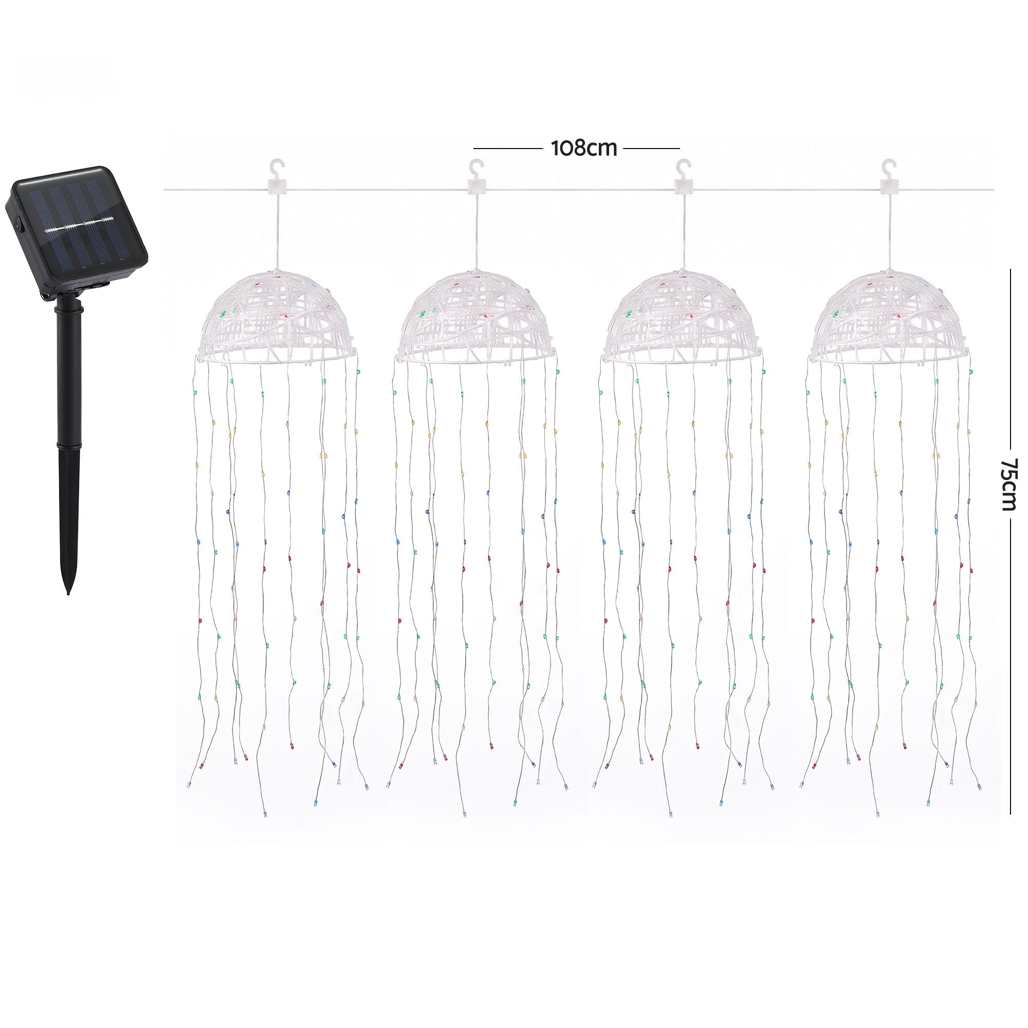 4PC Solar Jellyfish Christmas Lights 224 LED - Multicolour