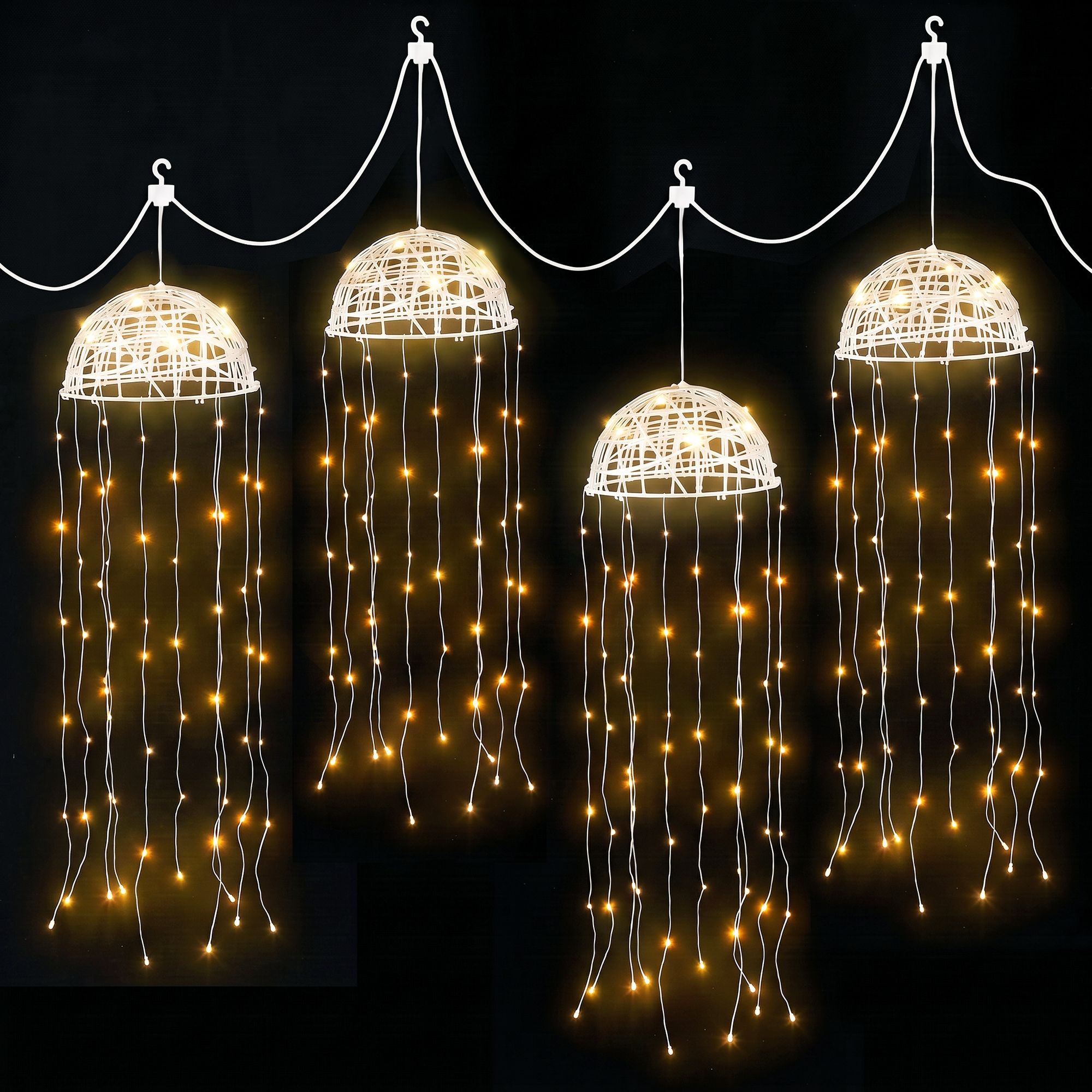 4PC Solar Jellyfish Christmas Lights 224 LED - Warm White