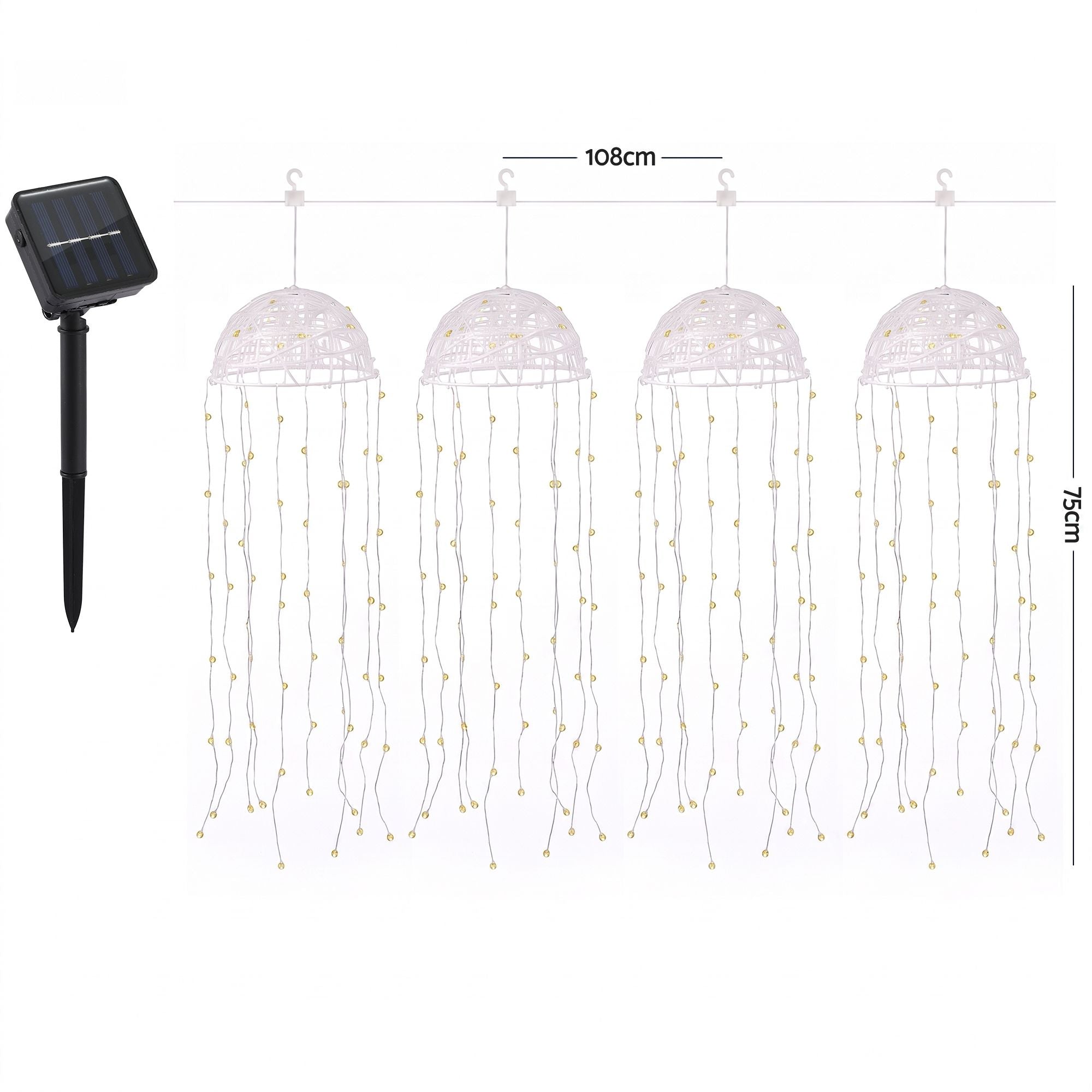 4PC Solar Jellyfish Christmas Lights 224 LED - Warm White