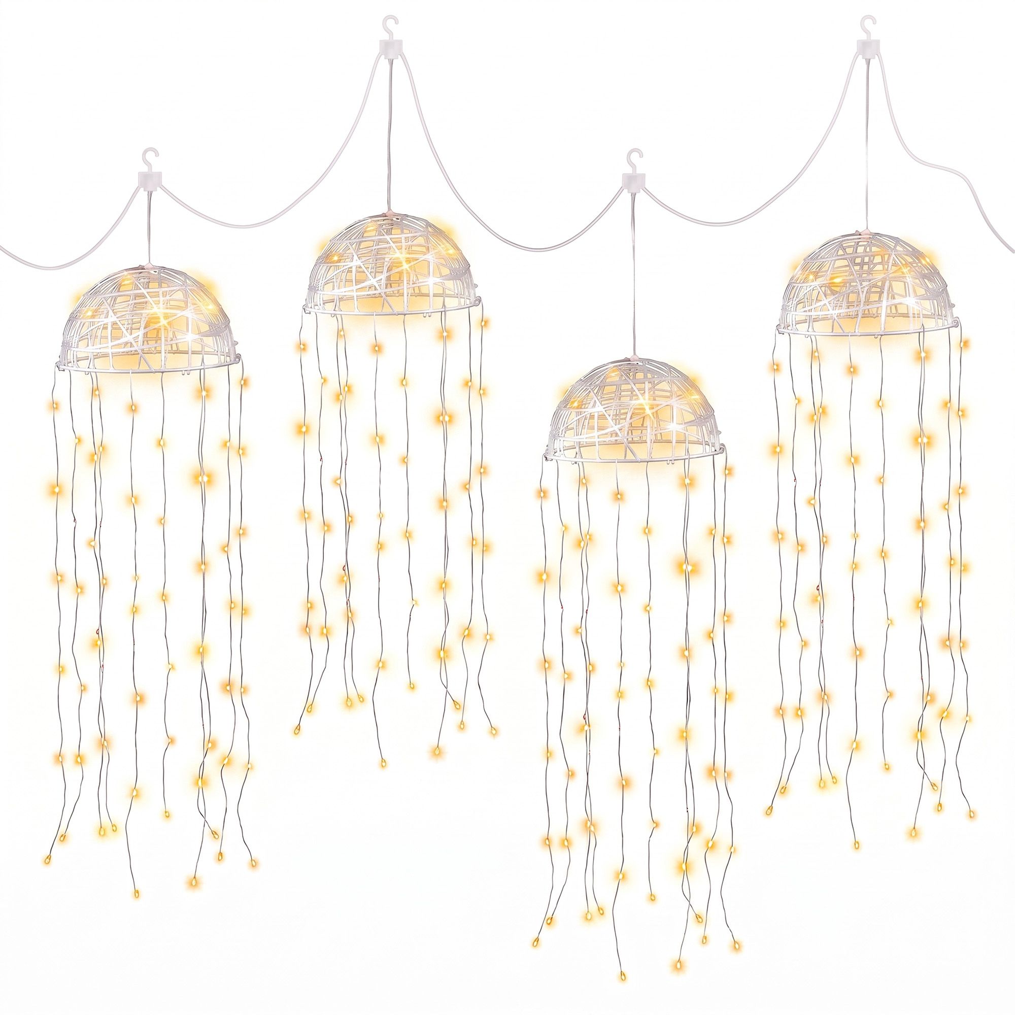 4PC Solar Jellyfish Christmas Lights 224 LED - Warm White