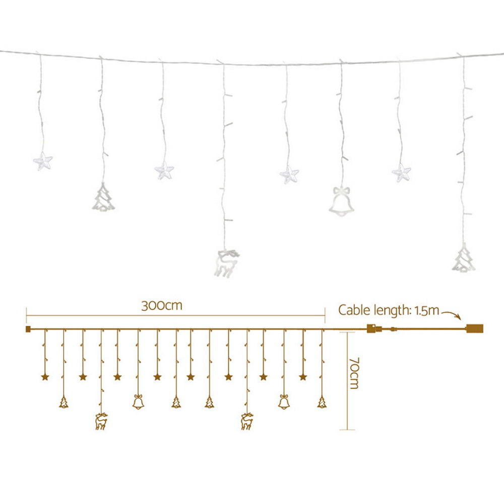 3m Battery Christmas Icicle Lights 138 LED - Warm White - Homecoze