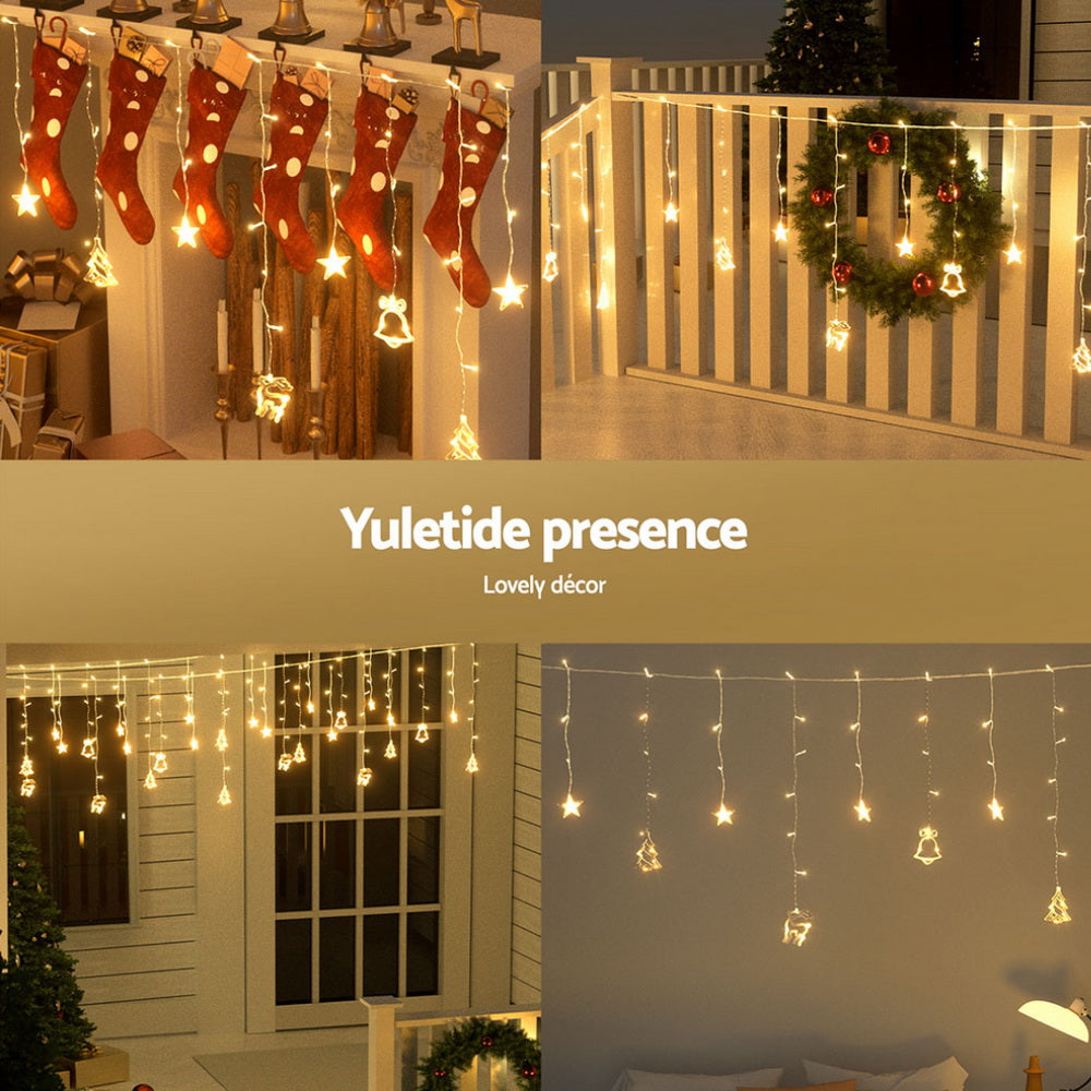 3m Battery Christmas Icicle Lights 138 LED - Warm White - Homecoze