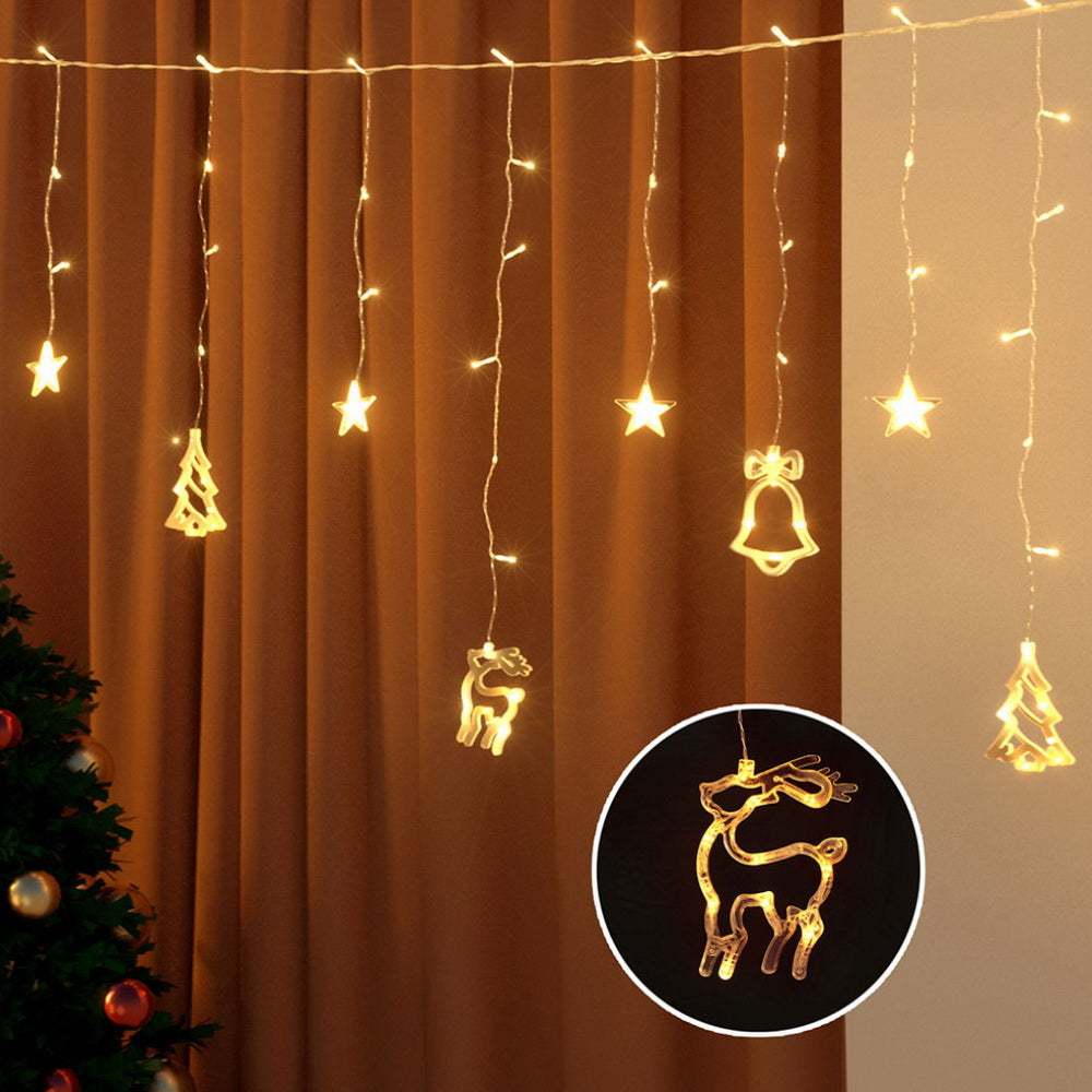3m Battery Christmas Icicle Lights 138 LED - Warm White - Homecoze