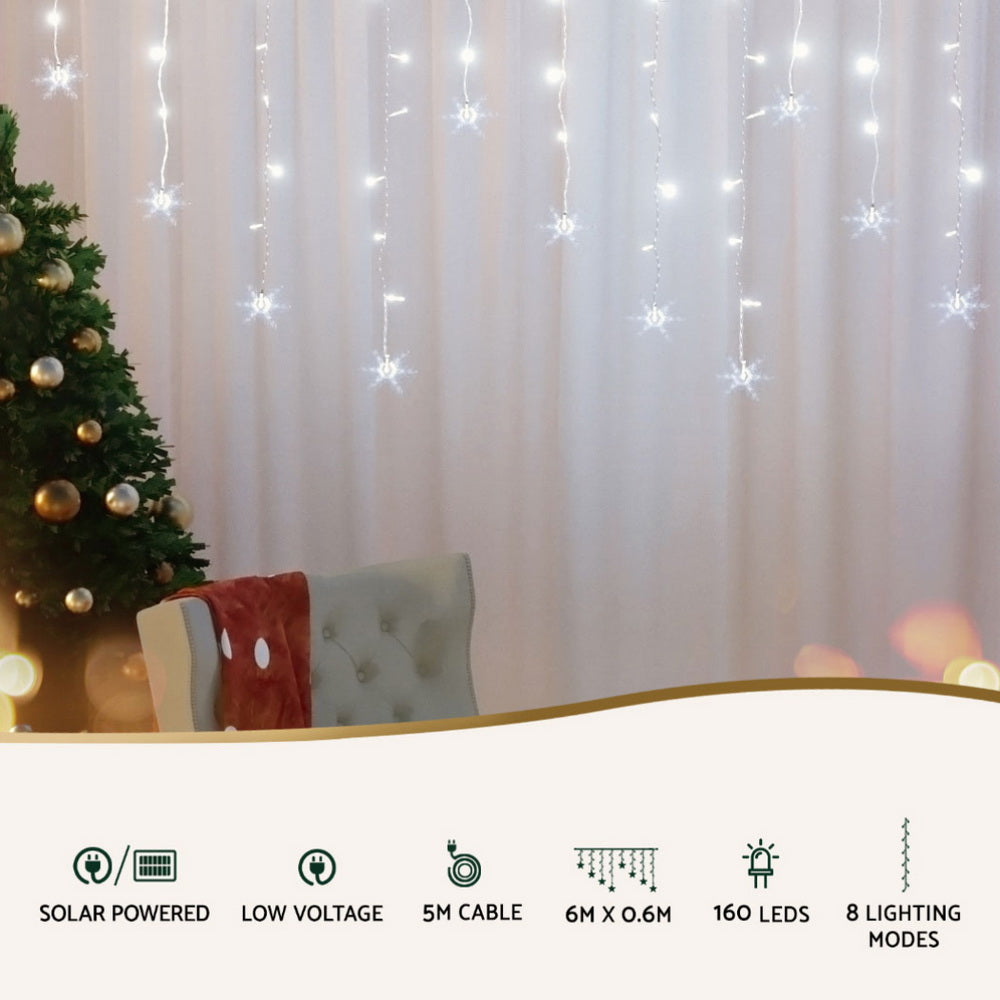 6m Christmas Icicle Lights 160 LED - Cool White - Homecoze