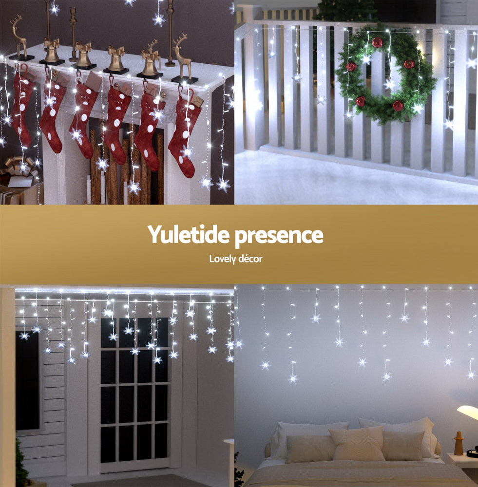 6m Christmas Icicle Lights 160 LED - Cool White - Homecoze