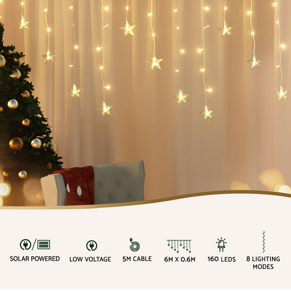 6m Christmas Icicle Lights 160 LED - Warm White - Homecoze