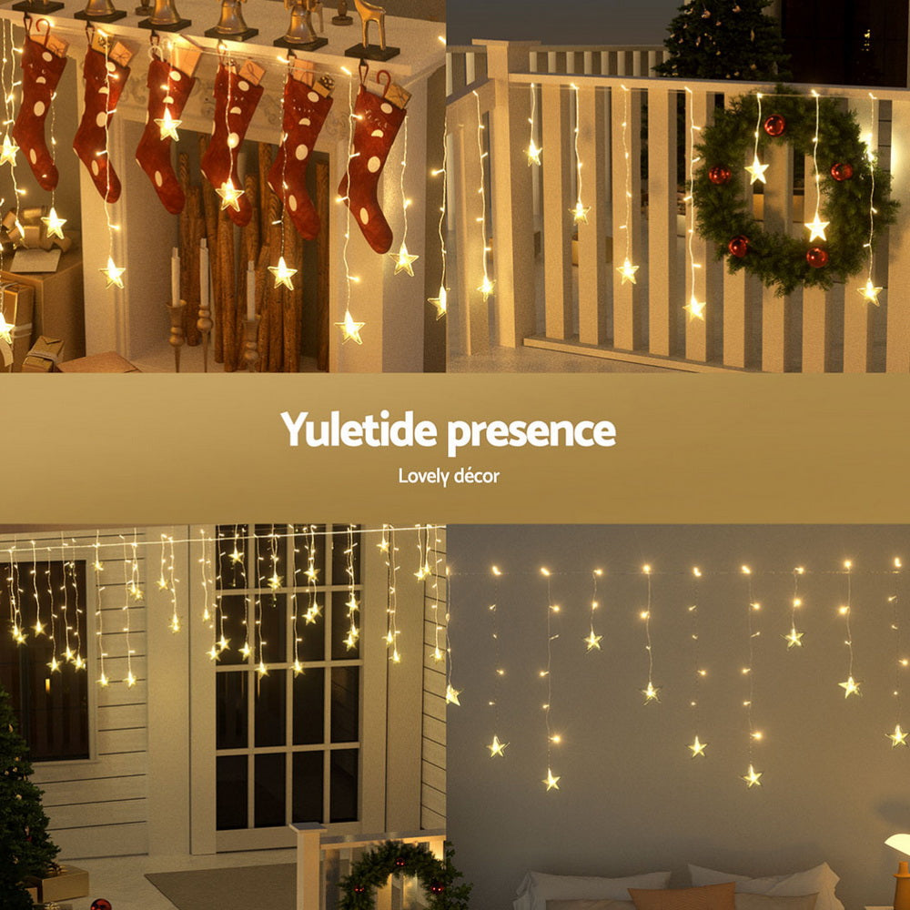 6m Christmas Icicle Lights 160 LED - Warm White - Homecoze