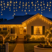 12.5m Solar Icicle Christmas Lights 500 LED - Warm White - Homecoze