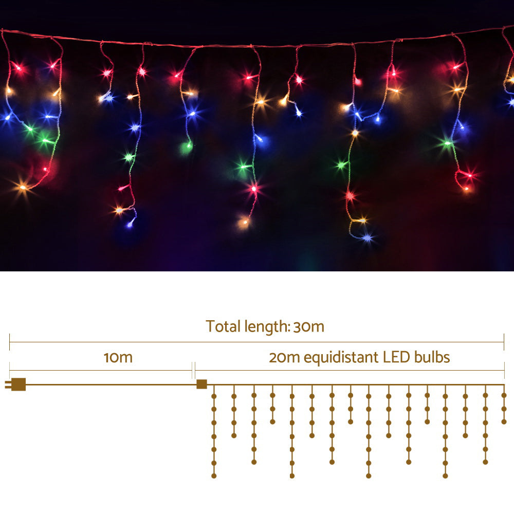 20m Icicle Christmas Lights 800 LED - Multicolour