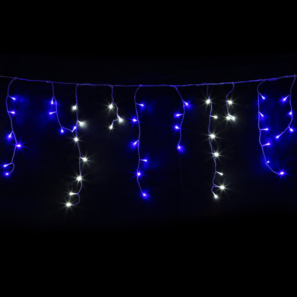 20m Icicle Christmas Lights 800 LED - Blue & White