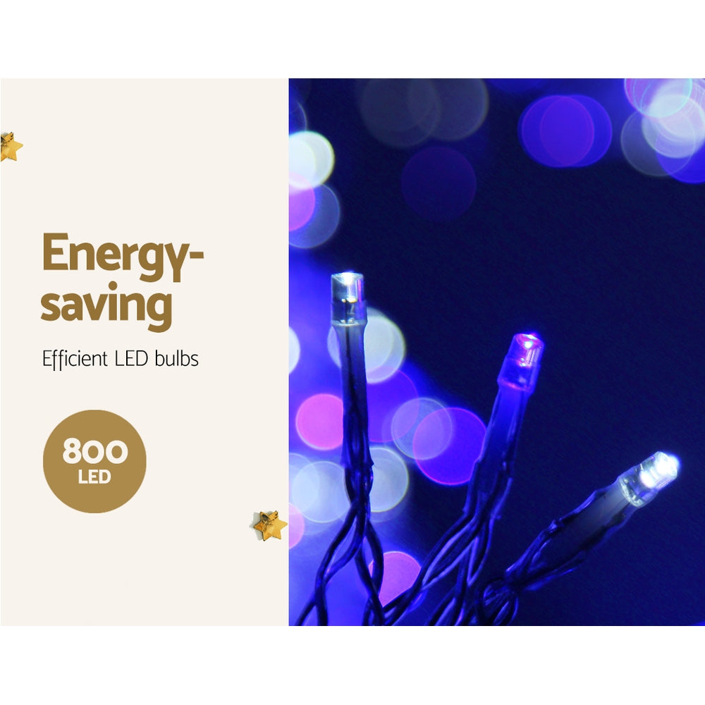 20m Icicle Christmas Lights 800 LED - Blue & White