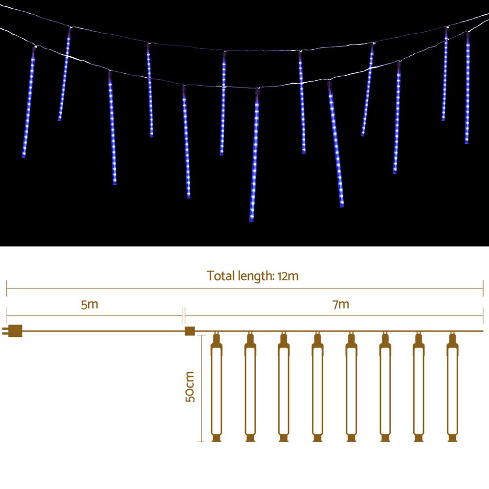 7m Christmas Icicle Shower Lights 288 LED - Blue - Homecoze