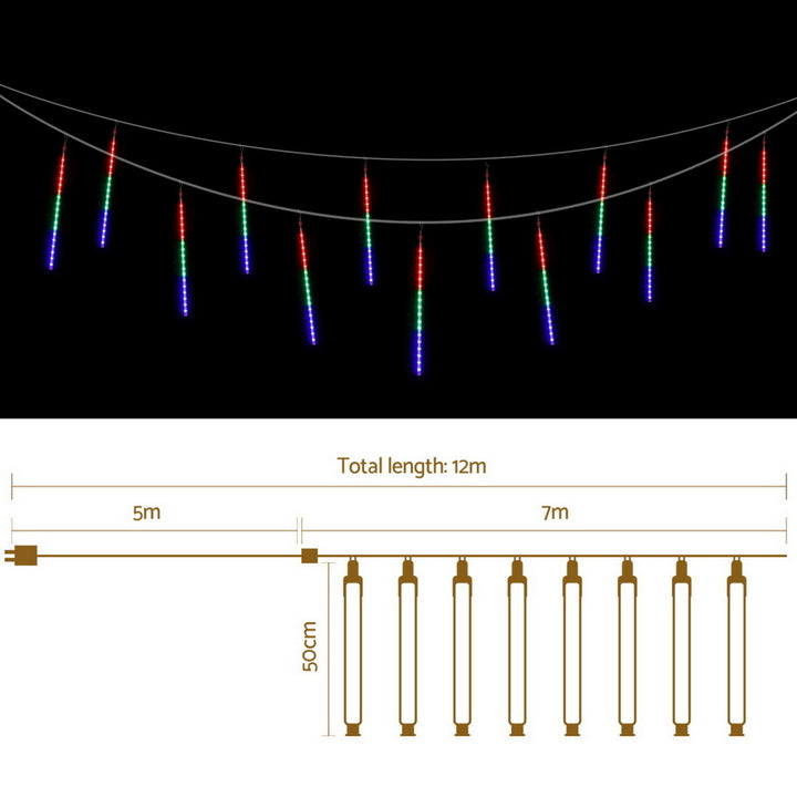 Jingle Jollys 7M Christmas Lights Shower Light 288 LED Icicle Falling Metor - Homecoze