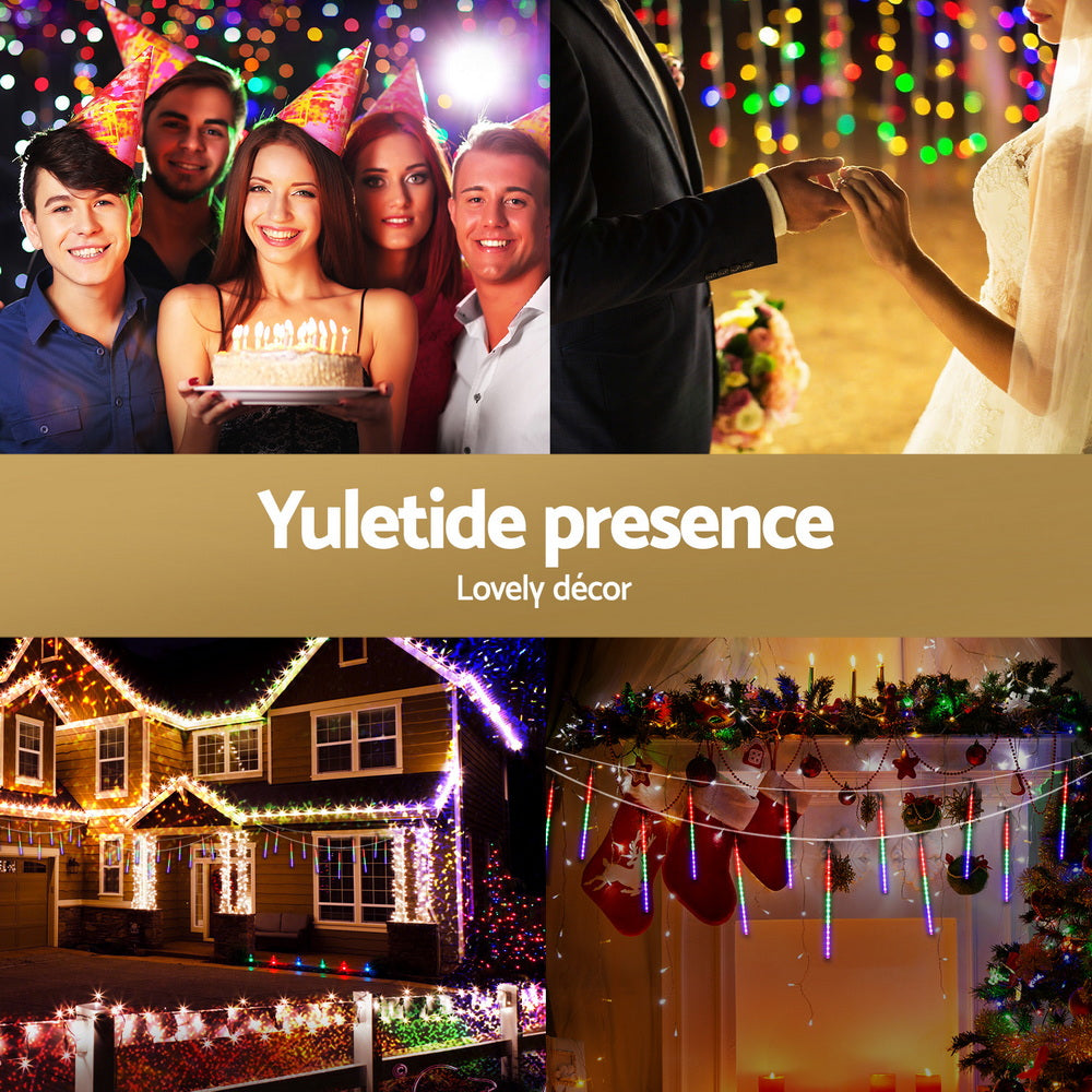 Jingle Jollys 7M Christmas Lights Shower Light 288 LED Icicle Falling Metor - Homecoze