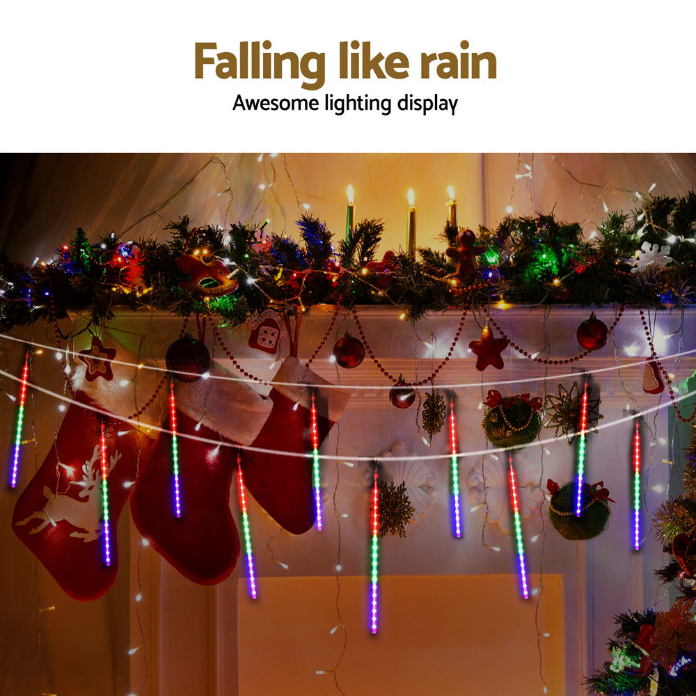 Jingle Jollys 7M Christmas Lights Shower Light 288 LED Icicle Falling Metor - Homecoze