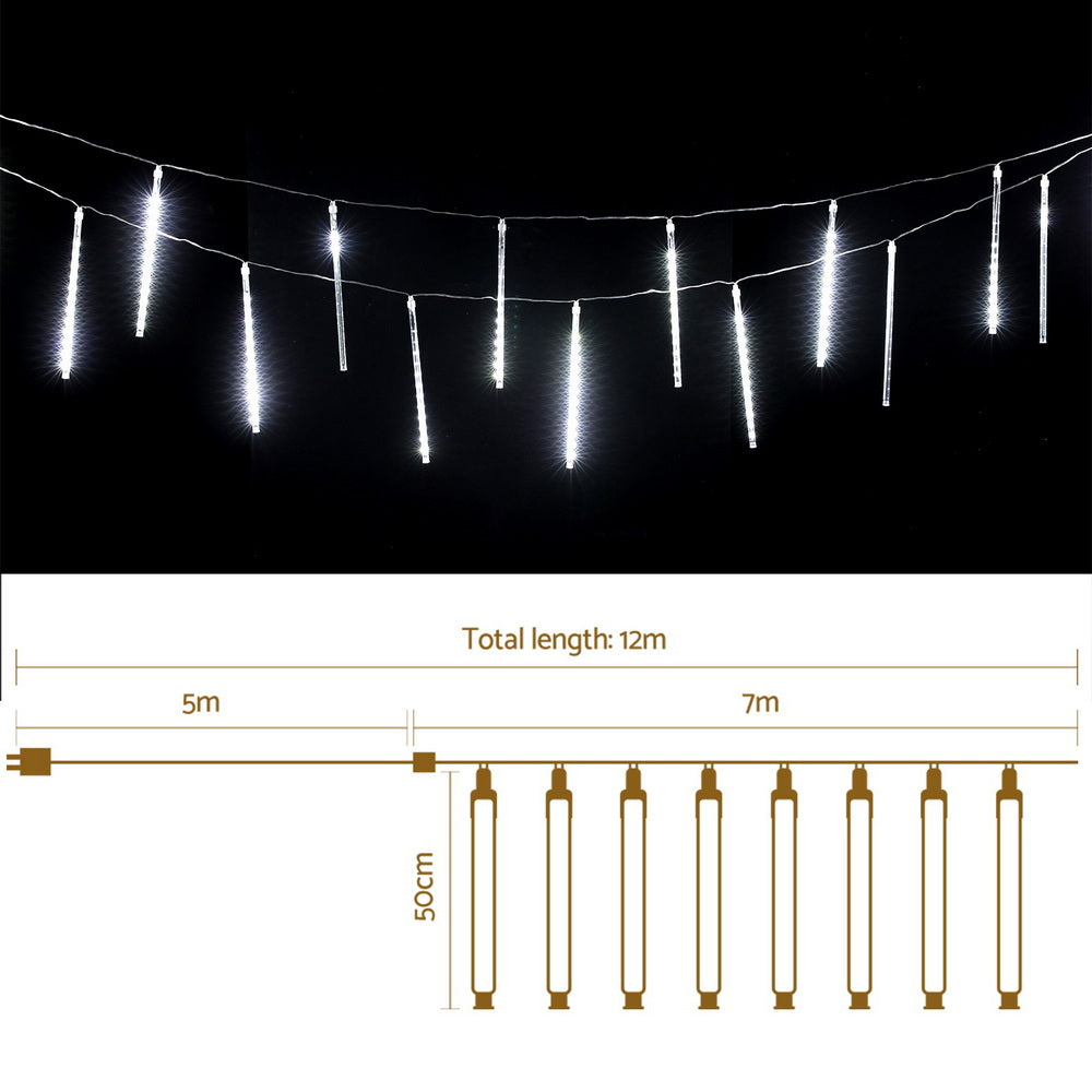 Jingle Jollys 7M Christmas Lights Shower Light 288 LED Icicle Falling Metor - Homecoze