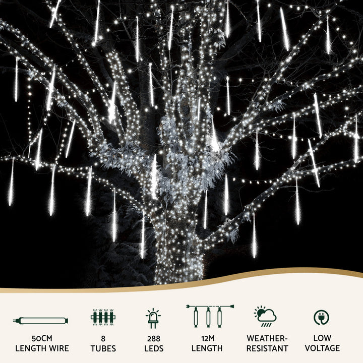Jingle Jollys 7M Christmas Lights Shower Light 288 LED Icicle Falling Metor - Homecoze