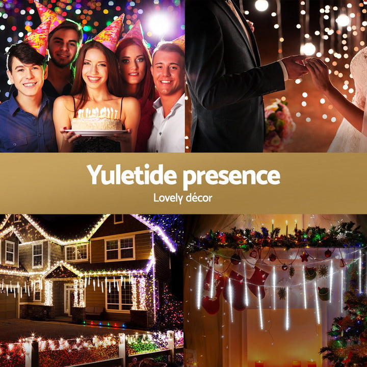 Jingle Jollys 7M Christmas Lights Shower Light 288 LED Icicle Falling Metor - Homecoze