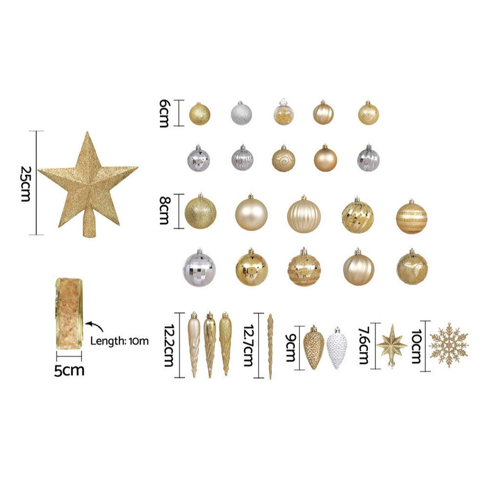 125PC Christmas Tree Baubles Decoration Set - Gold & Silver