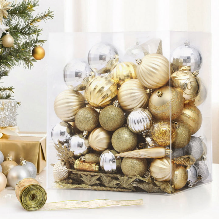 125PC Christmas Tree Baubles Decoration Set - Gold & Silver