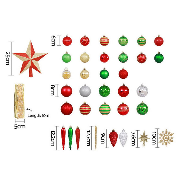 155PC Christmas Tree Baubles Decoration Set - Red & Green