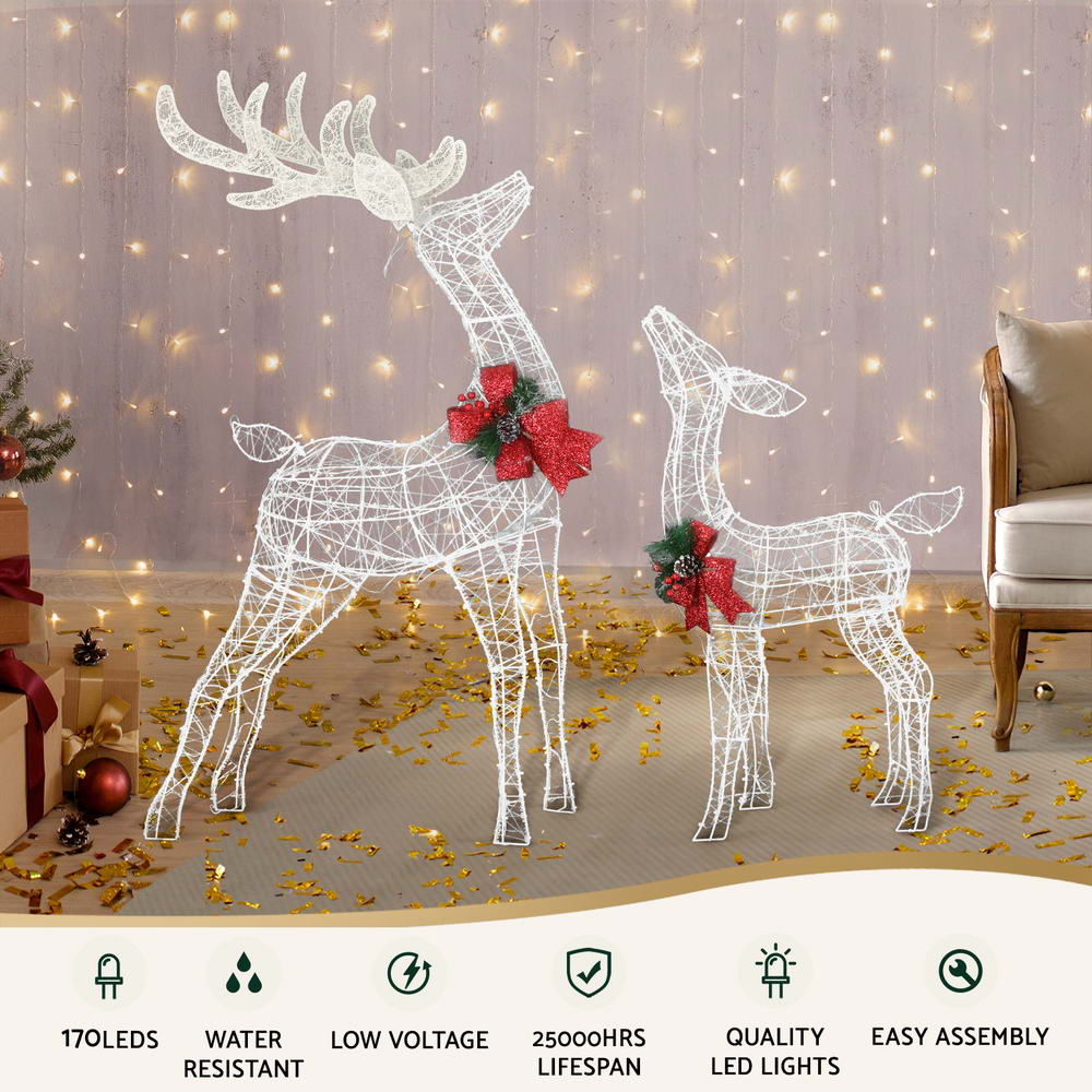 2 PC Christmas Reindeer Set 3D Motif Lights LED - Homecoze