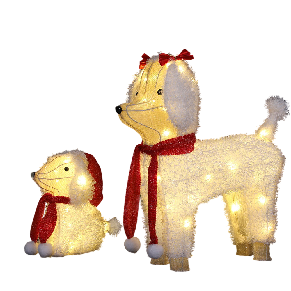 2PC Fluffy Dogs 3D Christmas LED Motif Light - Homecoze