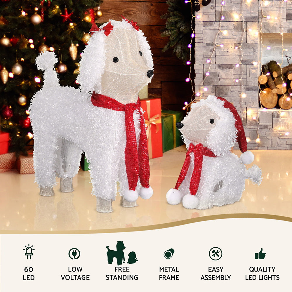 Jingle Jollys Christmas Lights 60 LED Fairy Light 2pcs Dog Decorations Set - Homecoze