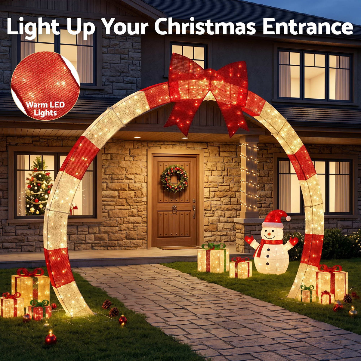 2.5m Pre-Lit Christmas Archway 330 LED - Warm White