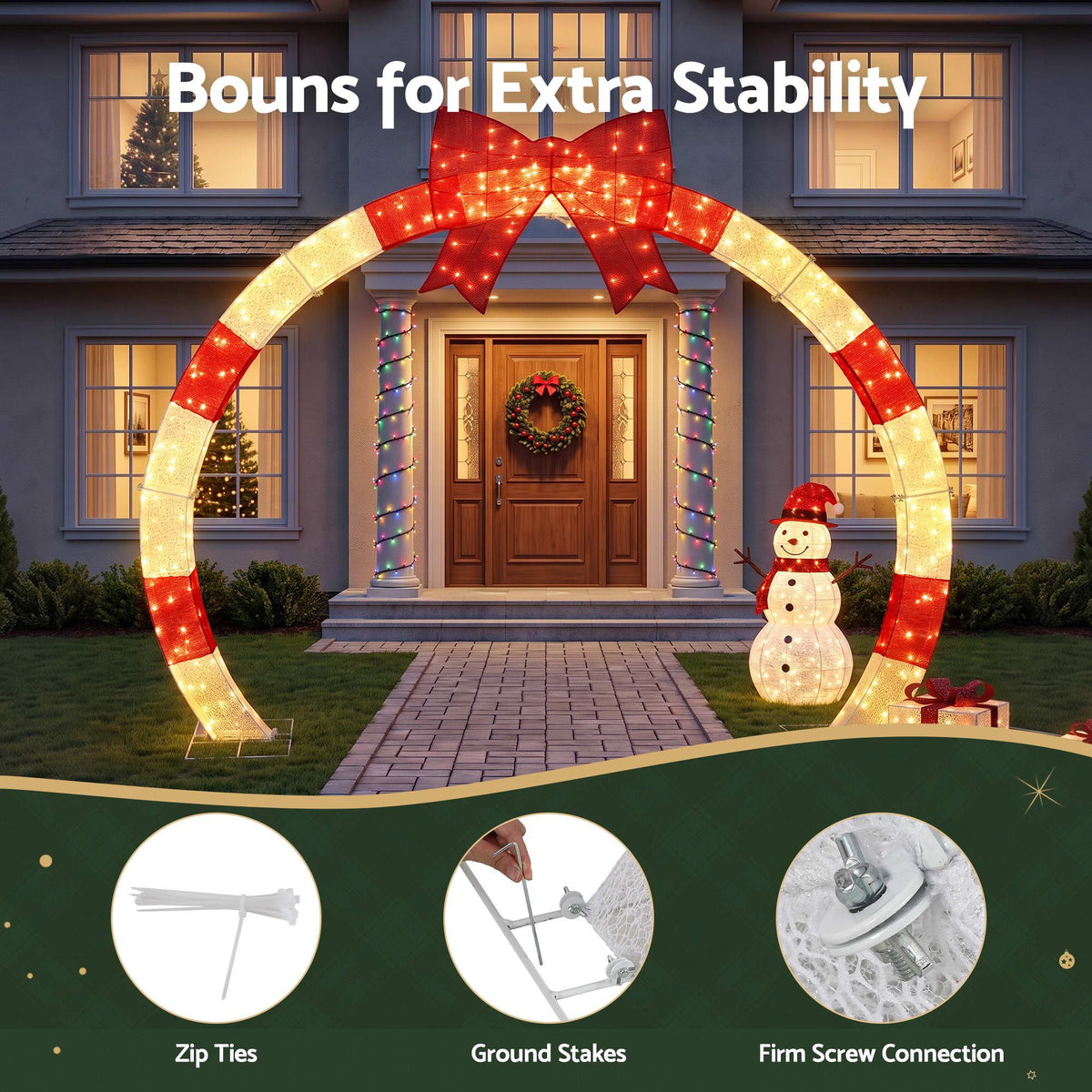 2.5m Pre-Lit Christmas Archway 330 LED - Warm White