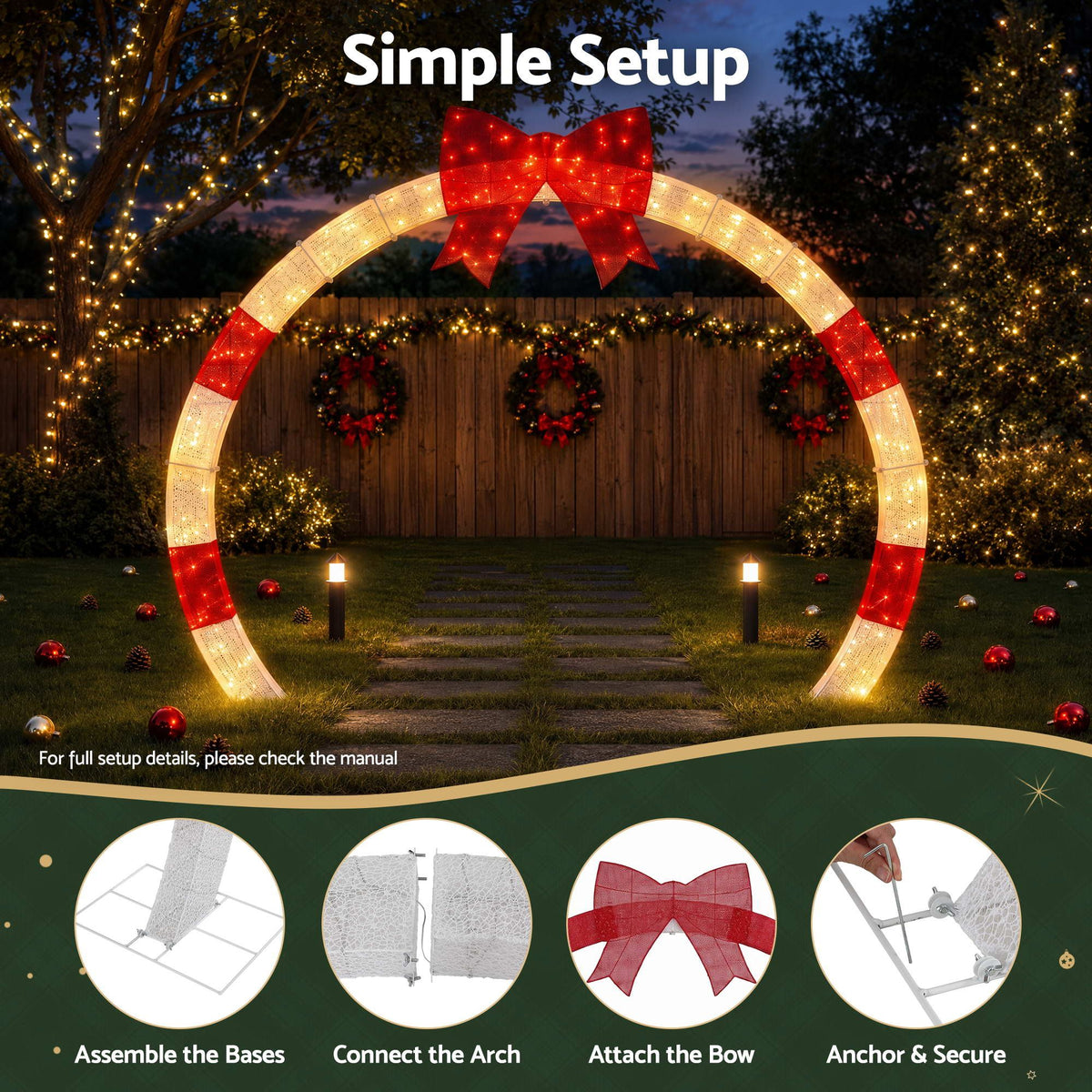 2.5m Pre-Lit Christmas Archway 330 LED - Warm White