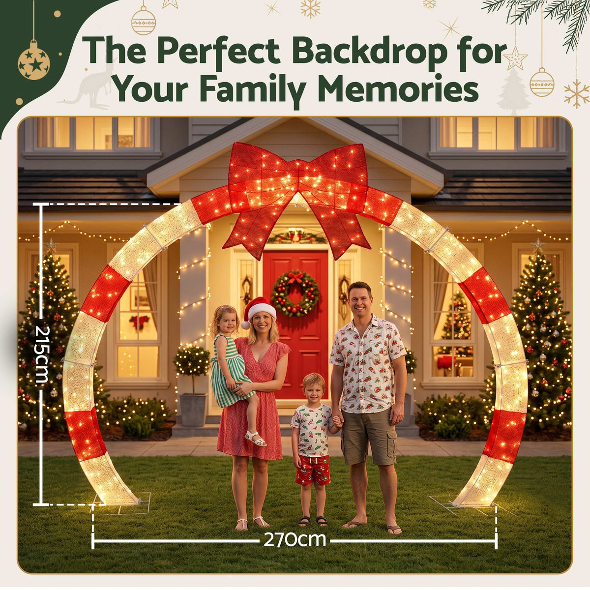 2.5m Pre-Lit Christmas Archway 330 LED - Warm White
