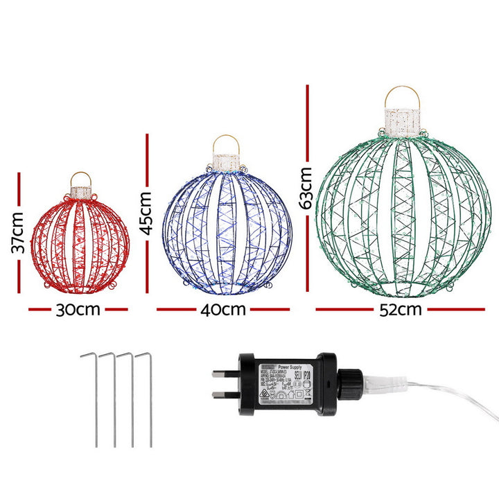 Jingle Jollys Christmas Lights 320 LED Fairy Light 3pcs Ball Decorations Set - Homecoze