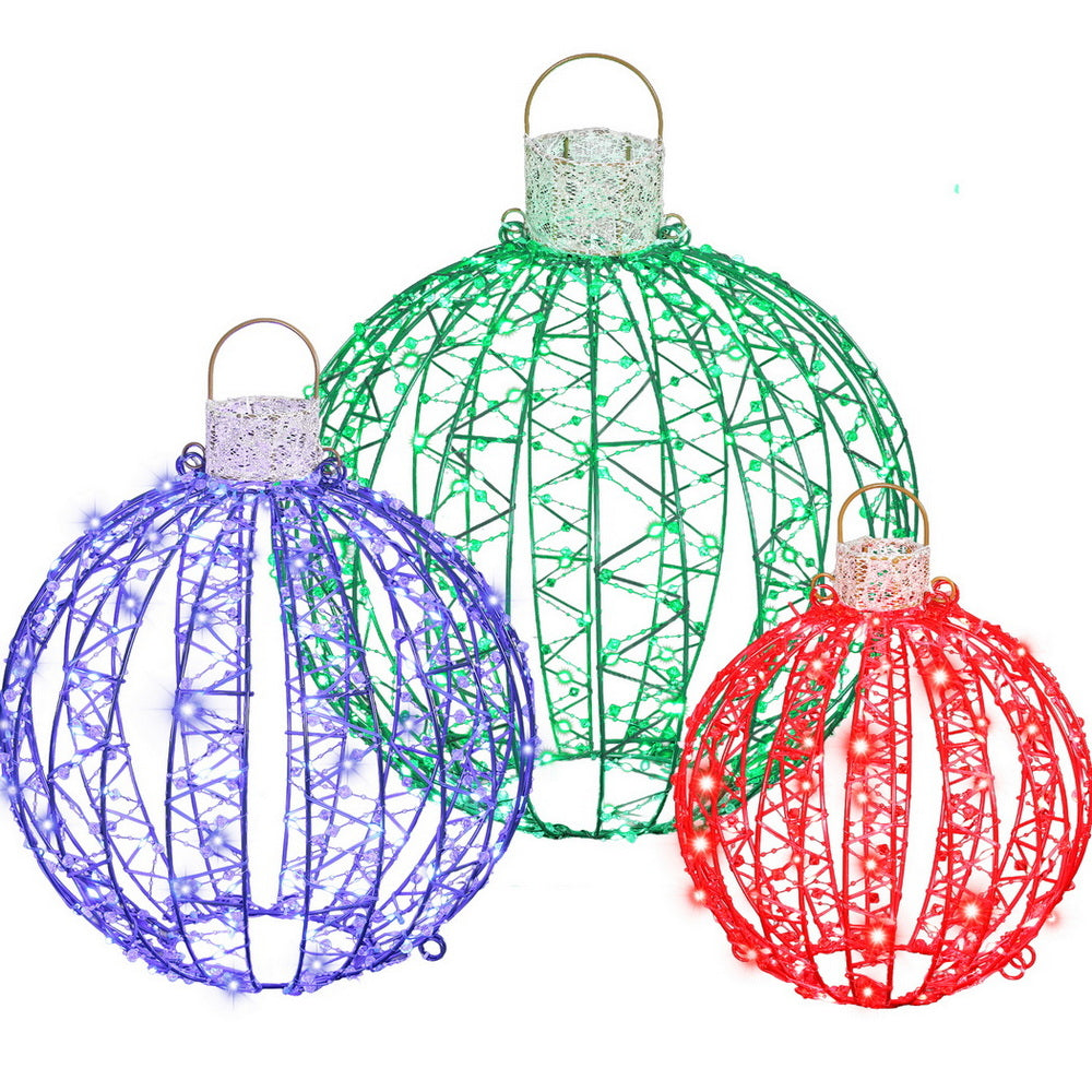 Jingle Jollys Christmas Lights 320 LED Fairy Light 3pcs Ball Decorations Set - Homecoze