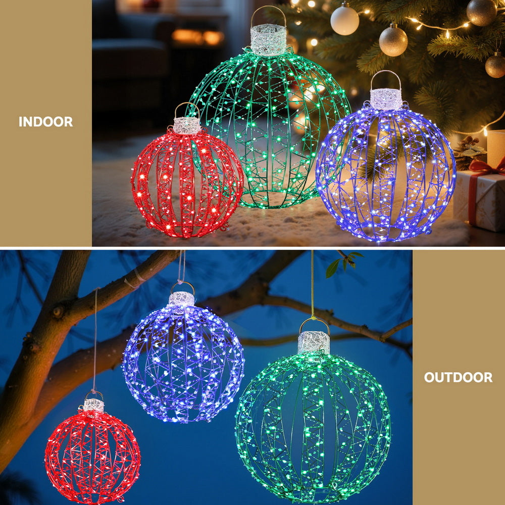 Jingle Jollys Christmas Lights 320 LED Fairy Light 3pcs Ball Decorations Set - Homecoze